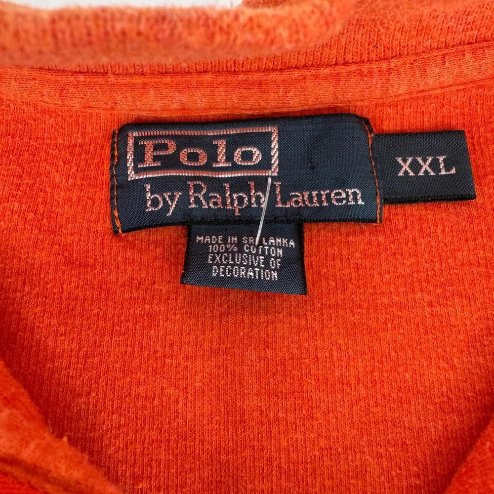 Polo Ralph Lauren Mens XXL Orange 1/4 Zip Cotton Ribbed Pullover‎ Sweater Pony